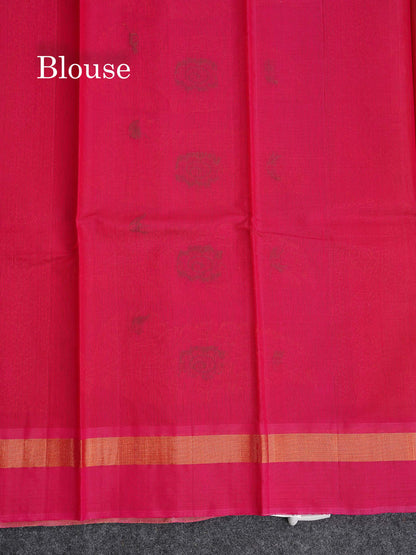 SICO Cotton Saree - Mehandi Green Colour Body With Copper Zari Butta & Magenta Border