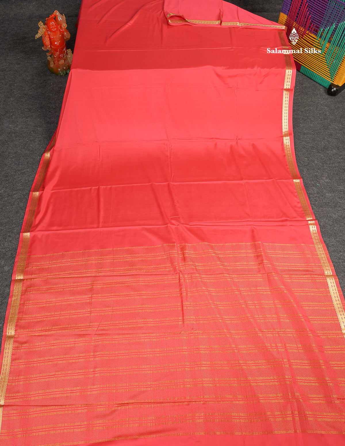Semi Mysore Silk Saree - Bright Pink  Colour Body Plain With Small Border