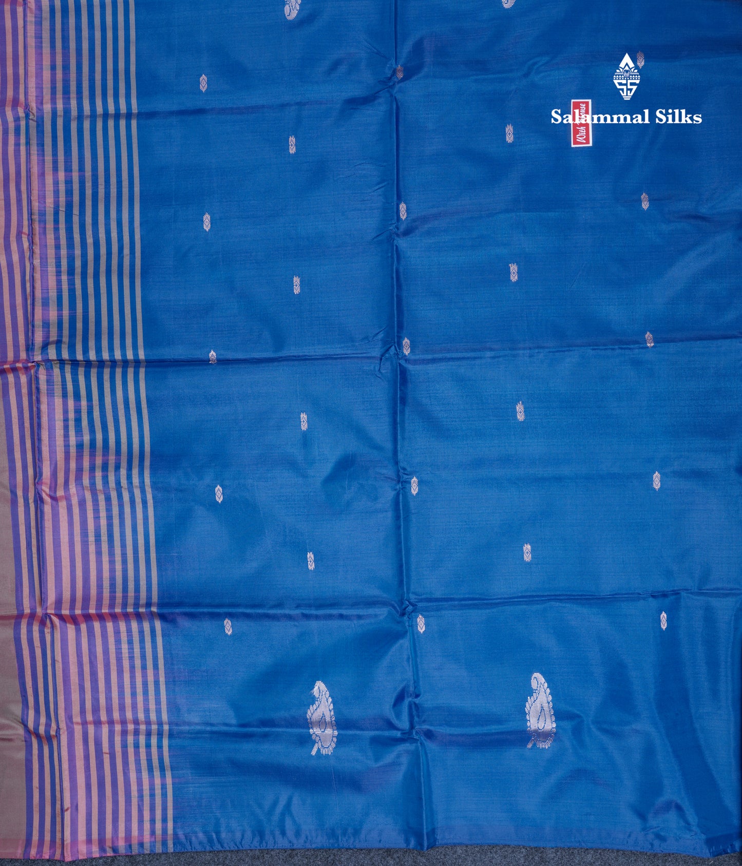 Dual Tone Pinkish Brown Thread work Buttas Banana Pinth Saree (Vaazhainaar Pattu) With Contrast Violet Blouse