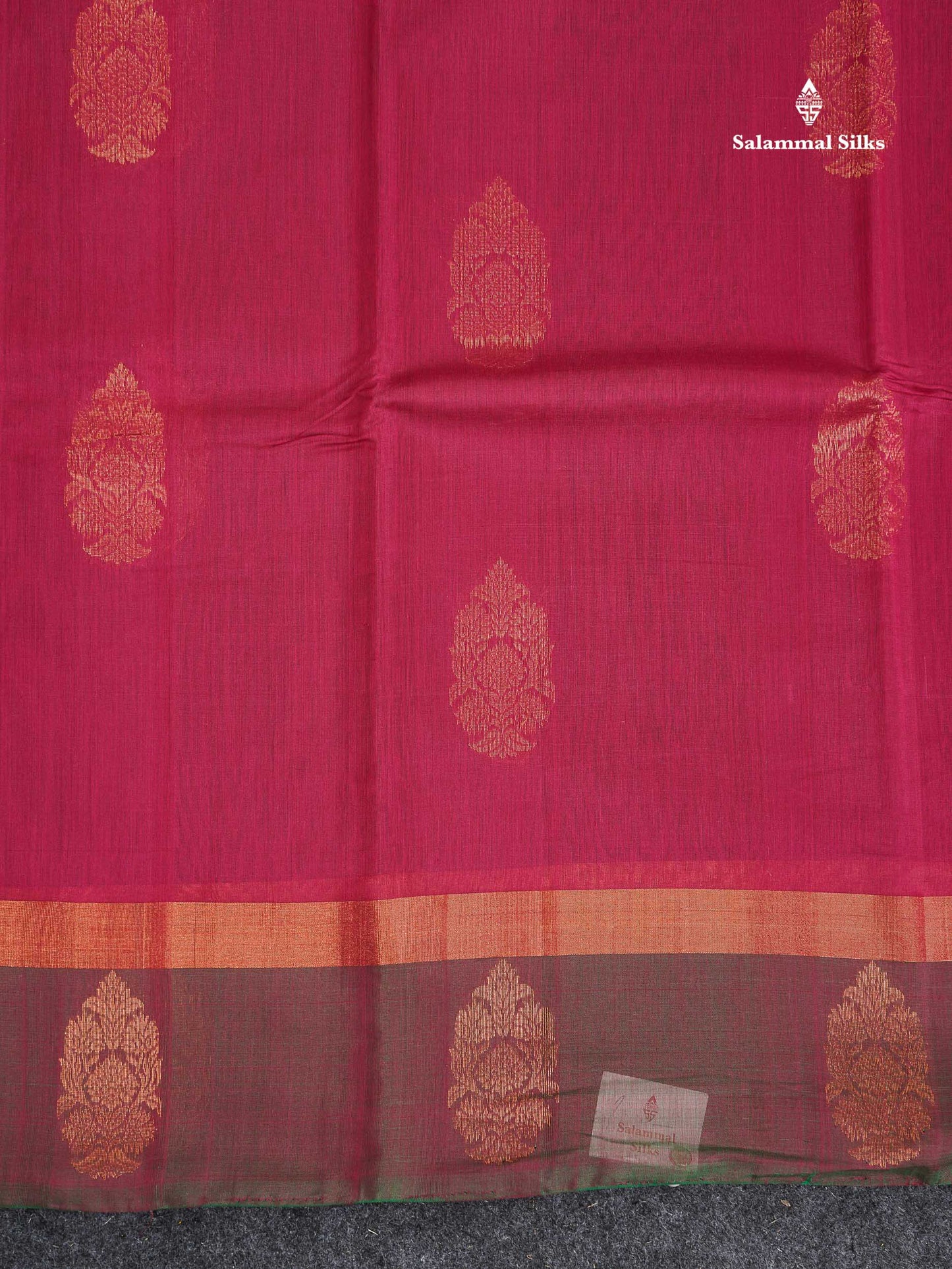 SICO Cotton Saree - Pink Colour Body Copper Zari Butta With Bottle Green Blouse