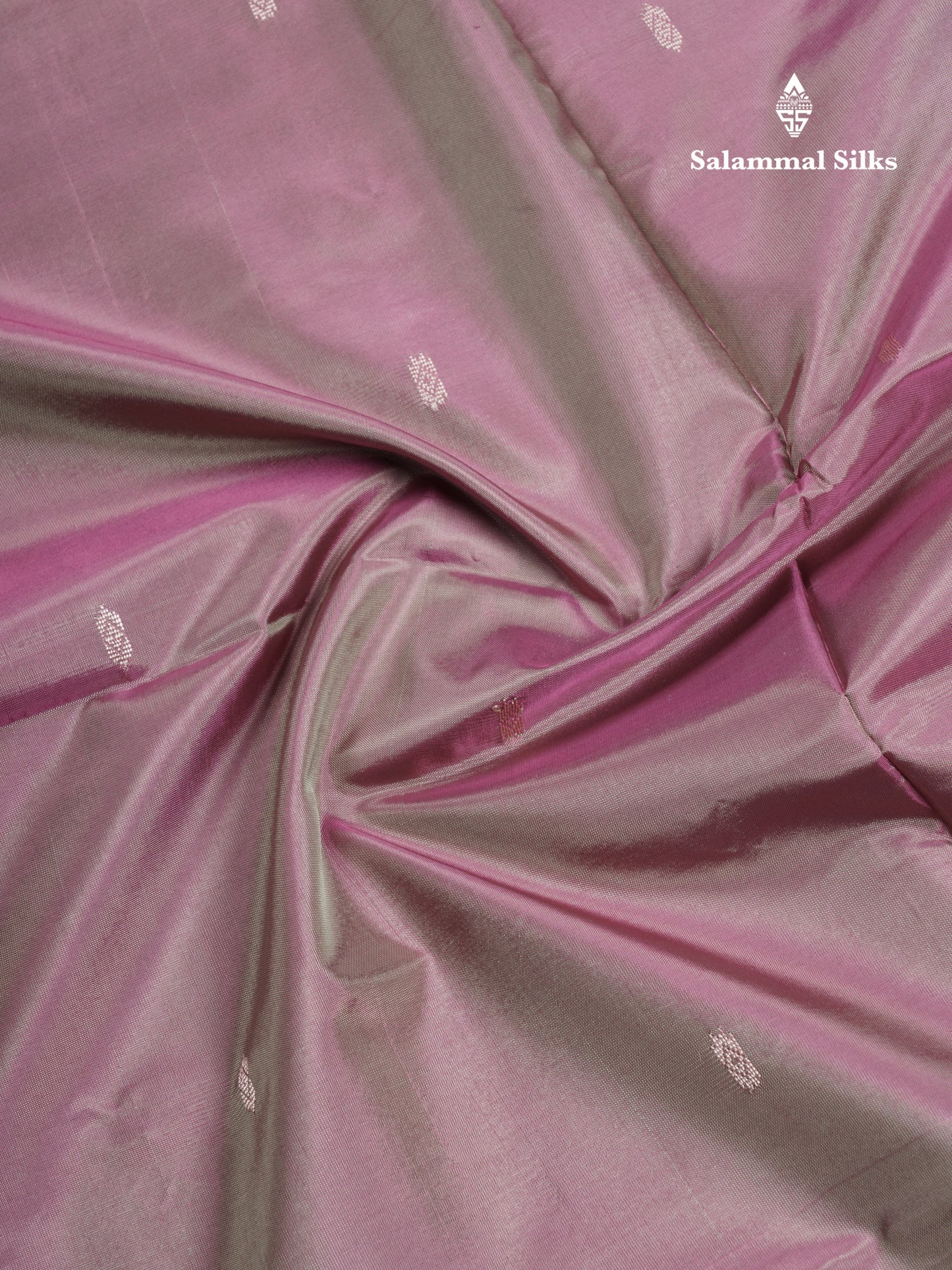 Dual Tone Pinkish Brown Thread work Buttas Banana Pinth Saree (Vaazhainaar Pattu) With Contrast Violet Blouse