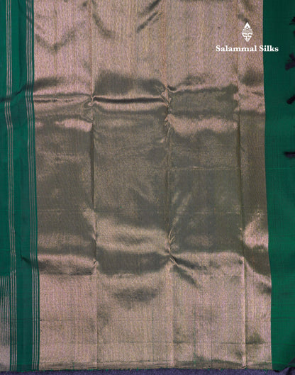 Beautiful Bottle Green Malli Moggu Pure Kanjivaram Silk Saree With Traditional 8Kol Temple Border