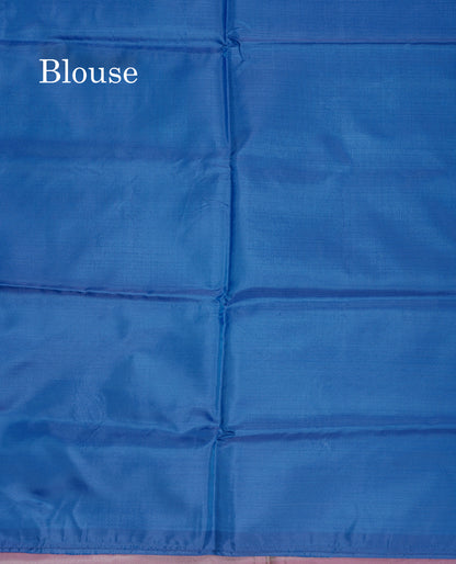 Dual Tone Pinkish Brown Thread work Buttas Banana Pinth Saree (Vaazhainaar Pattu) With Contrast Violet Blouse