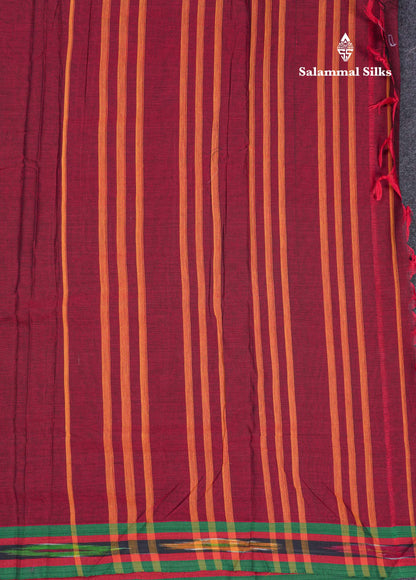 Beautiful Violet Plain Pure Cotton Saree With Ikkat Design Small Border