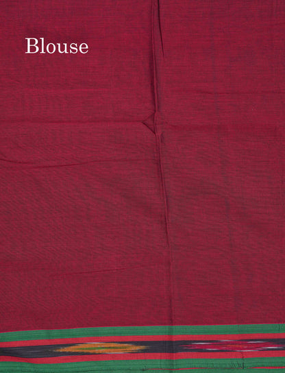 Beautiful Violet Plain Pure Cotton Saree With Ikkat Design Small Border