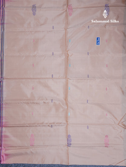 Violet Thread work Buttas Banana Pinth Saree (Vaazhainaar Pattu) With Contrast Sandal Blouse
