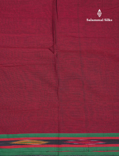 Beautiful Violet Plain Pure Cotton Saree With Ikkat Design Small Border