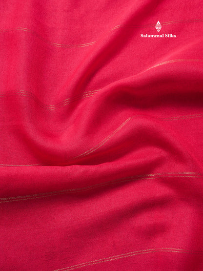 Bottle Green Semi Crepe Saree With Contrast Reddish Pink Border