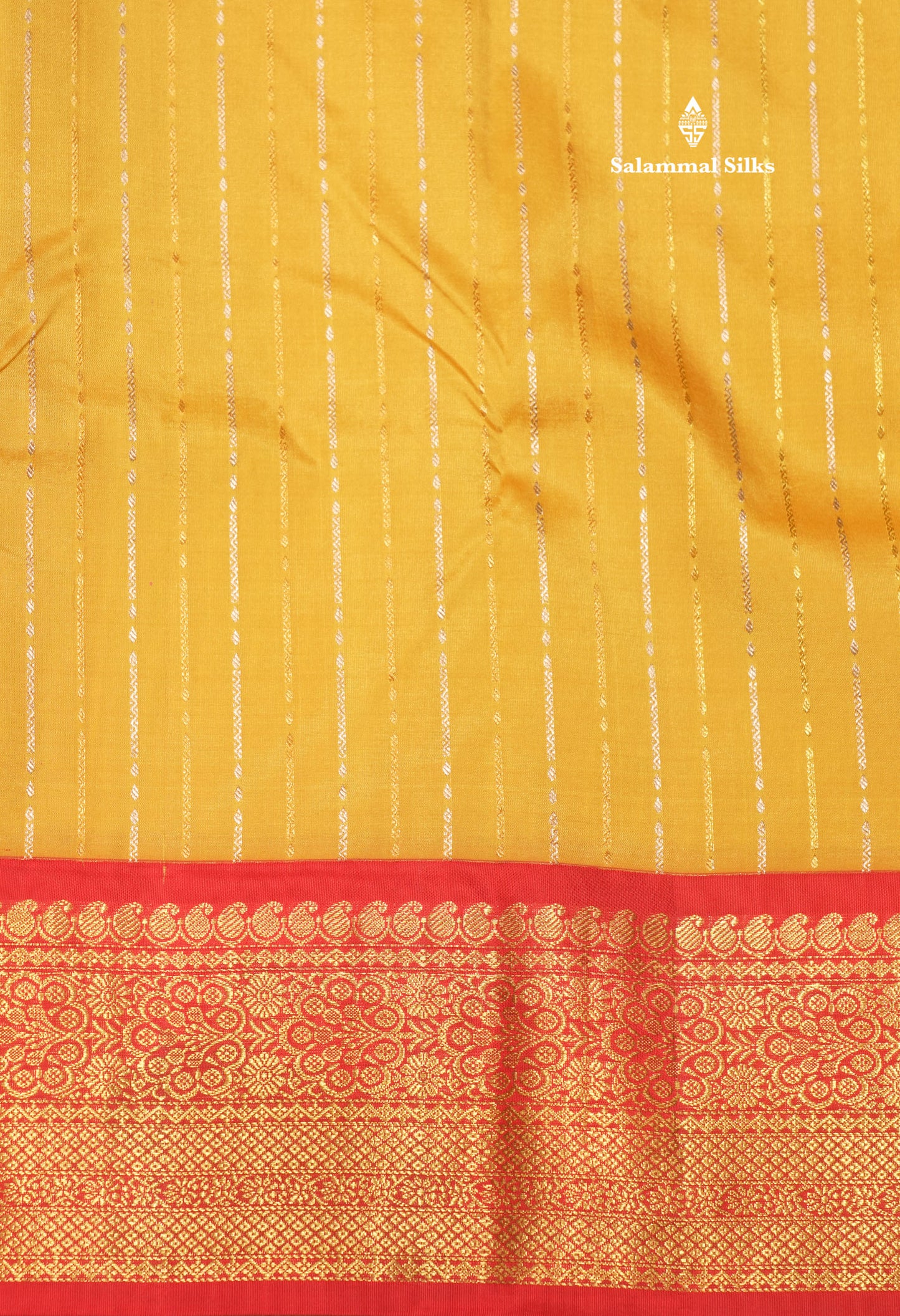 Yellow Colour Pure Kanjivaram Silk Saree With Contrast Red Border