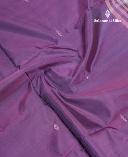 Violet Thread work Buttas Banana Pinth Saree (Vaazhainaar Pattu) With Contrast Sandal Blouse