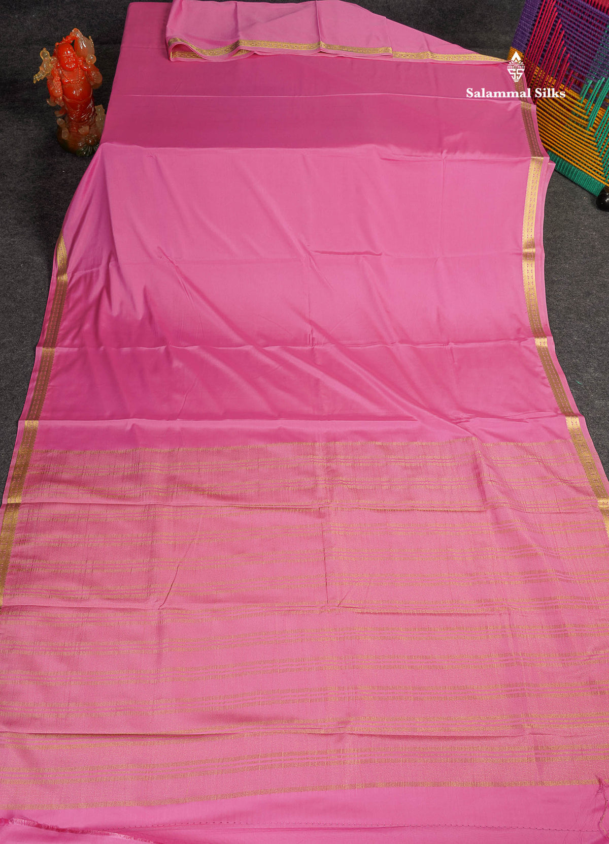 Semi Mysore Silk Saree - Light Pink Colour Body Plain With Small Border