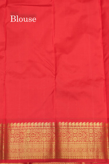 Yellow Colour Pure Kanjivaram Silk Saree With Contrast Red Border