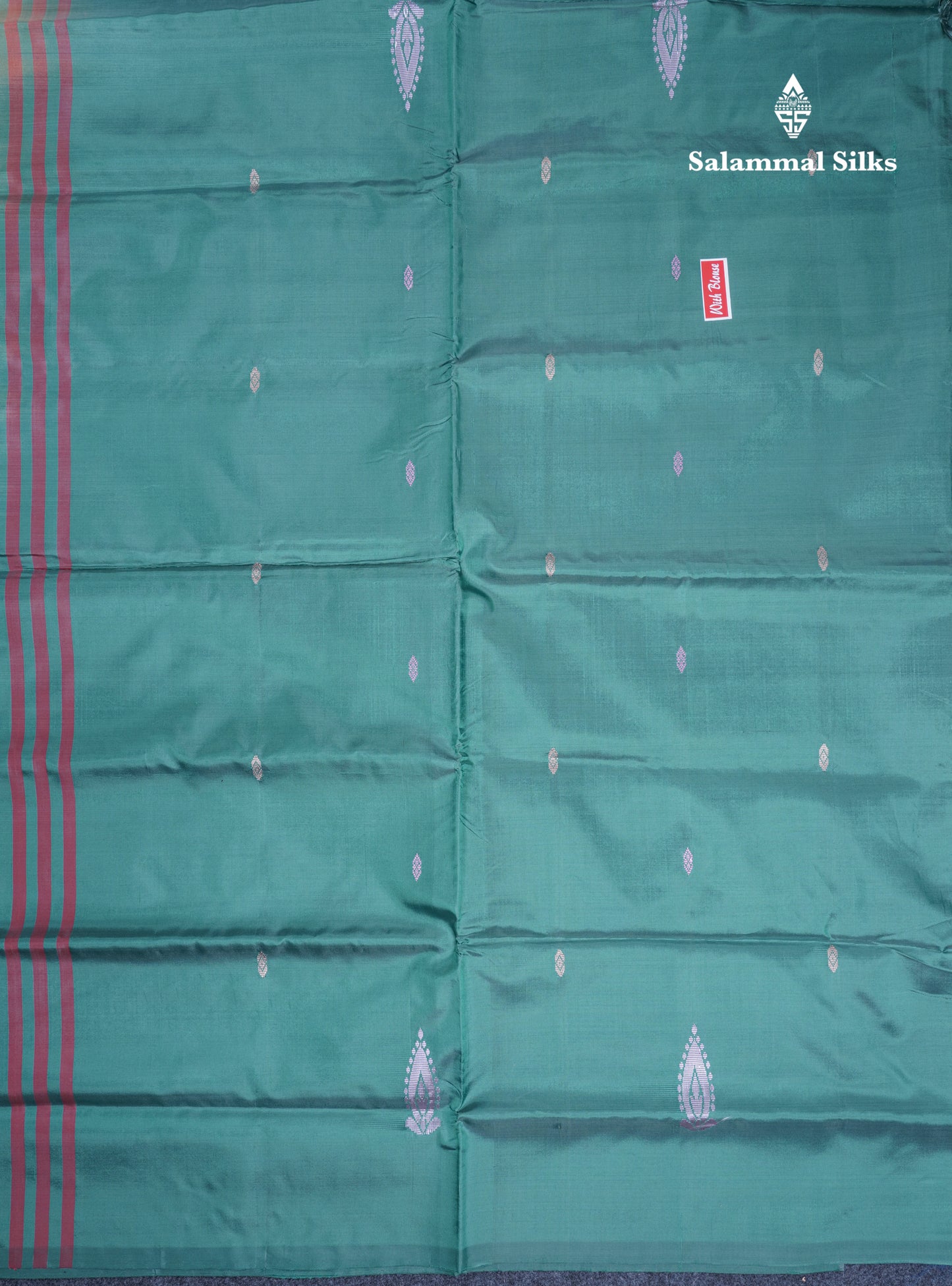 Orange Thread work Buttas Banana Pinth Saree (Vaazhainaar Pattu) With Contrast Green Blouse
