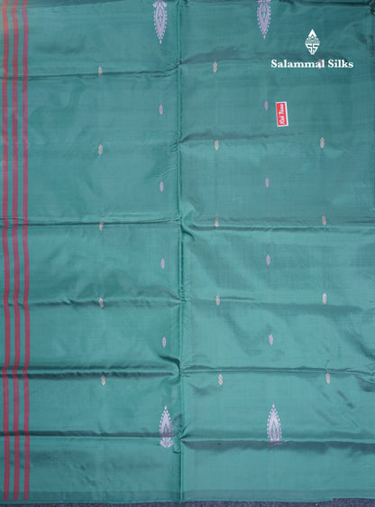 Orange Thread work Buttas Banana Pinth Saree (Vaazhainaar Pattu) With Contrast Green Blouse