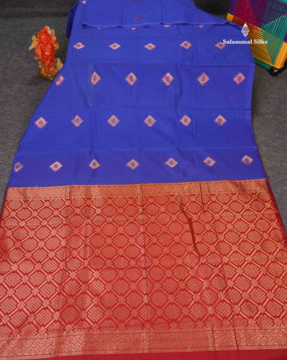 SICO Cotton Saree - Bottle Green Colour Body Copper Zari Butta With Maroon Blouse