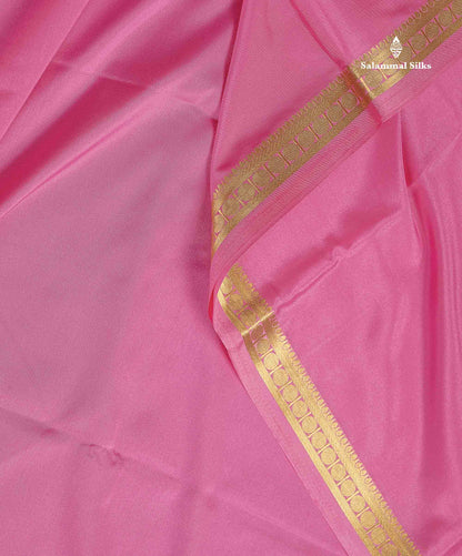 Semi Mysore Silk Saree - Light Pink Colour Body Plain With Small Border