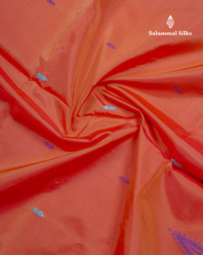 Orange Thread work Buttas Banana Pinth Saree (Vaazhainaar Pattu) With Contrast Green Blouse