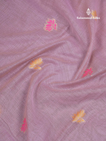 Beautiful Pista Green Menakari Work Butta Muga Cotton Saree With Blouse