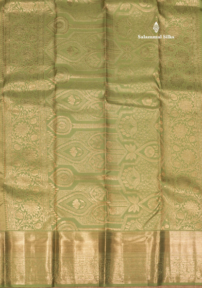 Yellow Colour Pure Kanjivaram Silk Saree with Elaichi Green Border