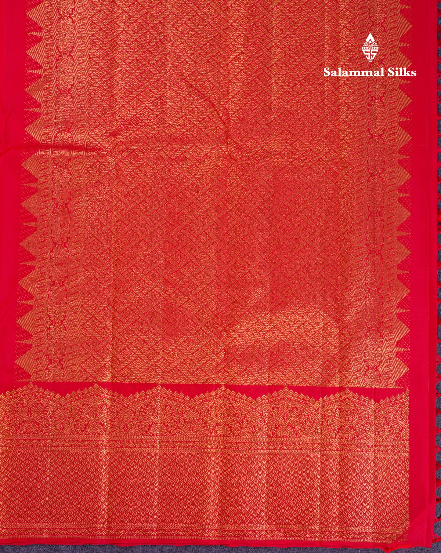 Beautiful Chilly Red Pure Kanjivaram Silk Saree With Fancy Turning Border
