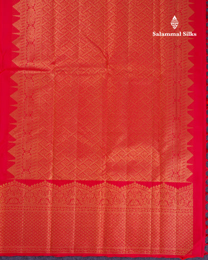 Beautiful Chilly Red Pure Kanjivaram Silk Saree With Fancy Turning Border
