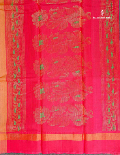 SICO Cotton Saree - Dark Sandal Colour Body Zari Butta With Peach Blouse