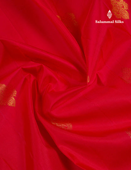 Beautiful Chilly Red Pure Kanjivaram Silk Saree With Fancy Turning Border