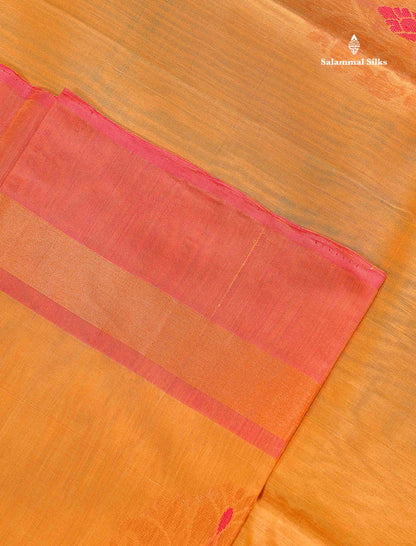 SICO Cotton Saree - Dark Sandal Colour Body Zari Butta With Peach Blouse
