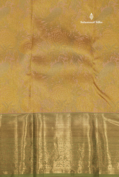Yellow Colour Pure Kanjivaram Silk Saree with Elaichi Green Border
