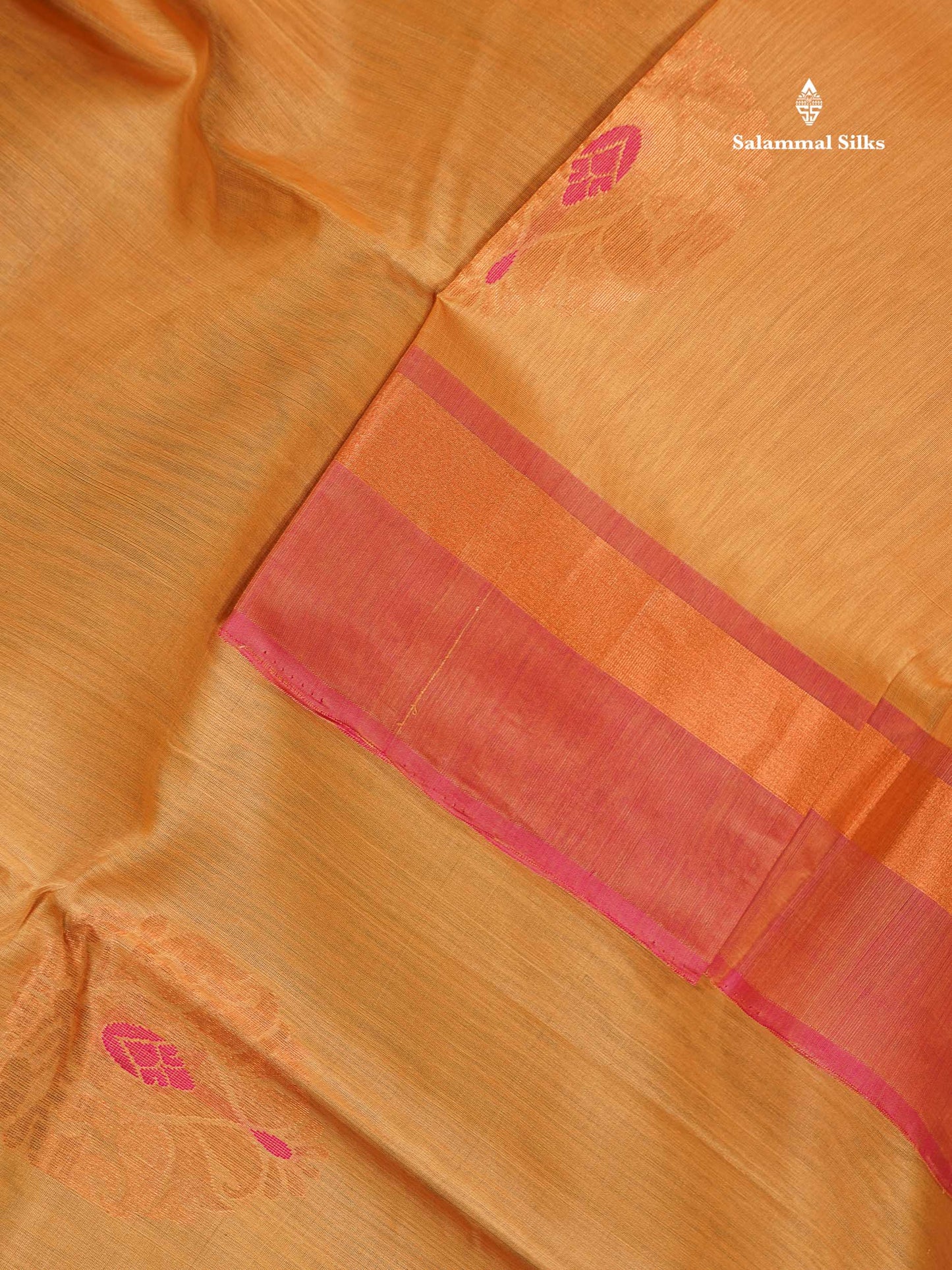 SICO Cotton Saree - Dark Sandal Colour Body Zari Butta With Peach Blouse