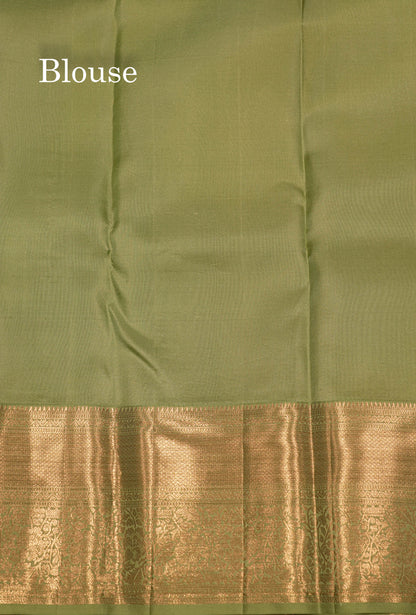 Yellow Colour Pure Kanjivaram Silk Saree with Elaichi Green Border