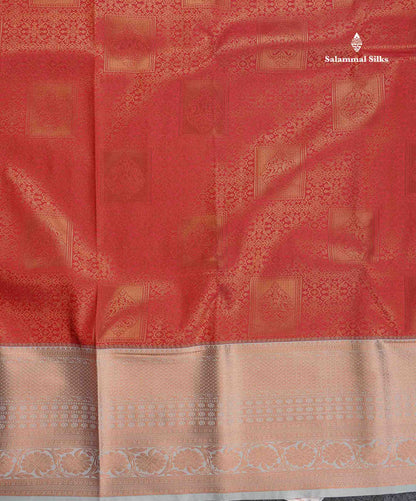 Semi Silk Saree - Redish Maroon Colour Body With Contrast Light Grey Evening Morning Border