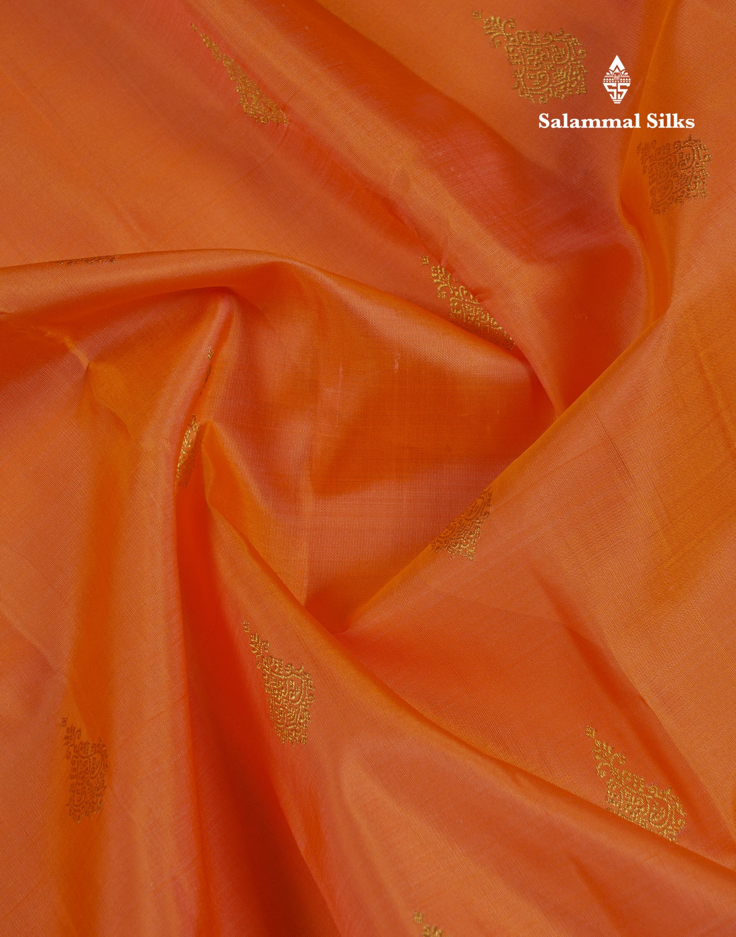 Korvai Beautiful Orange Pure Kanjivaram Silk Saree With Contrast Cream White Traditional Medium Border