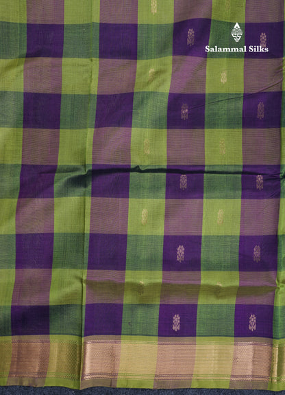 Beautiful Paalum Pazham Checks Handloom Pure Silk Cotton Saree With Gold Zari Border