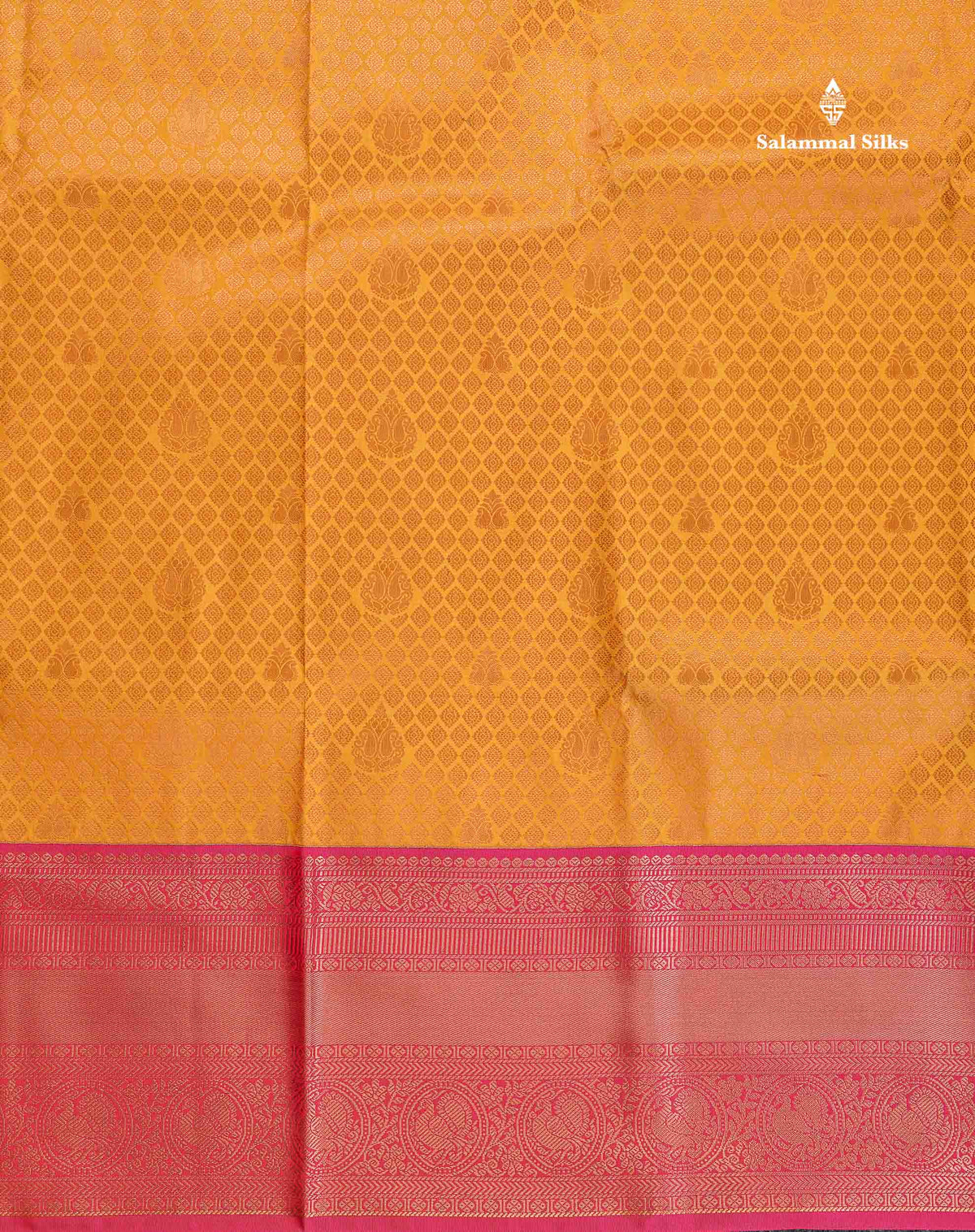 Semi Silk Saree - Mustard Yellow Colour Body With Contrast Pink Evening Morning Border