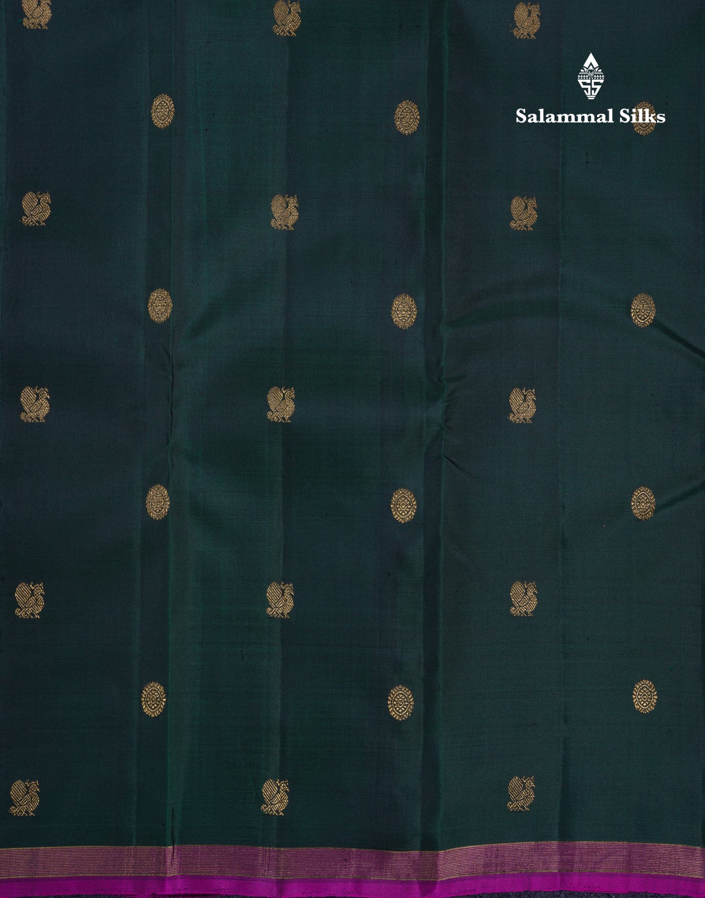Beautiful Bottle Green Pure Kanjivaram Silk Saree With Contrast Magenta Pink Blouse