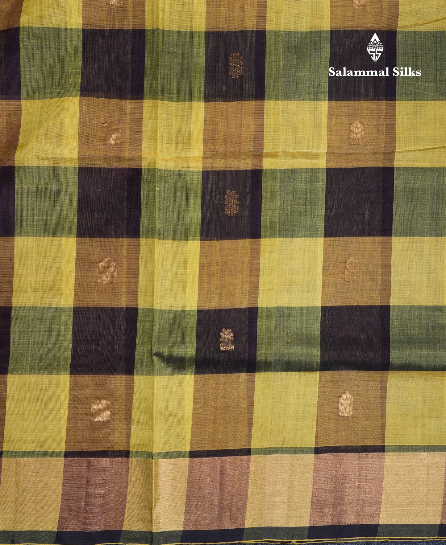 Beautiful Paalum Pazham Checks Handloom Pure Silk Cotton Saree With Tissue Border
