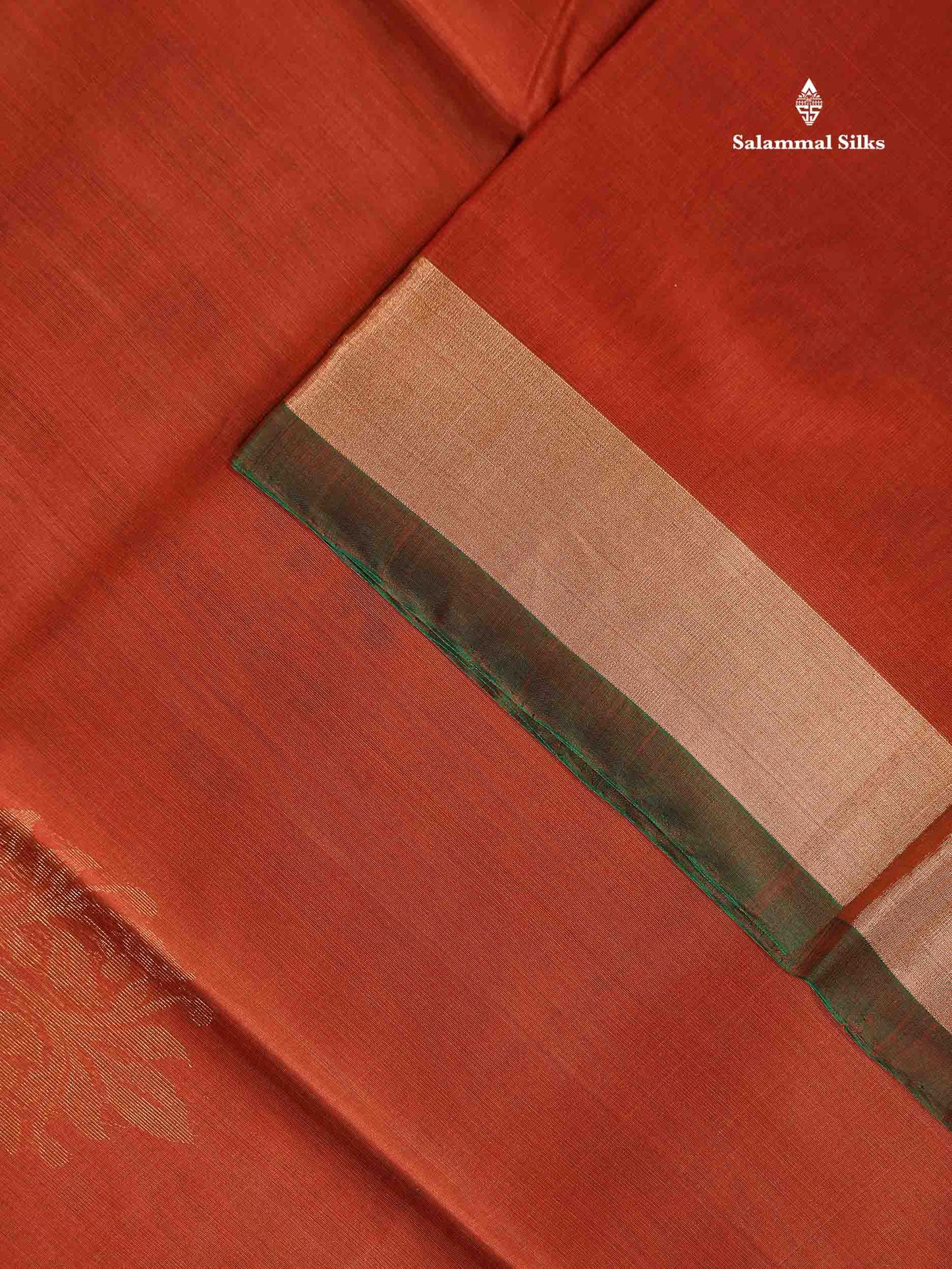 SICO Cotton Saree - Peach Colour Body Zari Butta With Bottle Green Blouse