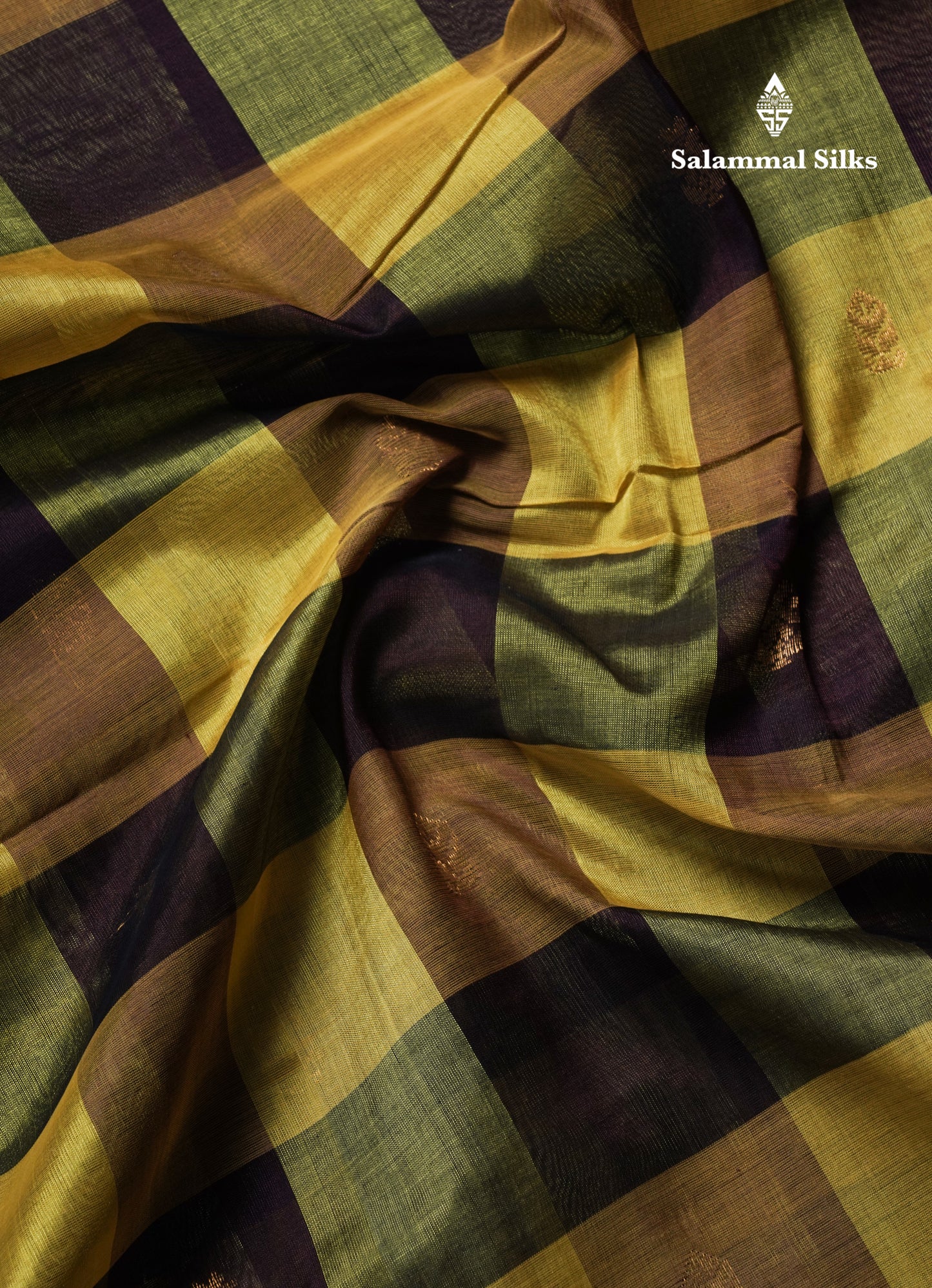 Beautiful Paalum Pazham Checks Handloom Pure Silk Cotton Saree With Tissue Border