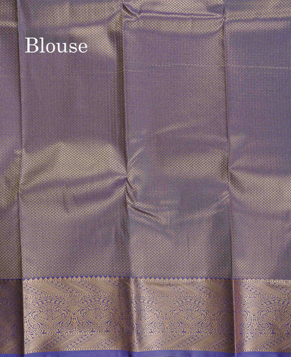Semi Silk Saree - Green Colour Body With Contrast Dual Tone Navy Blue Blouse