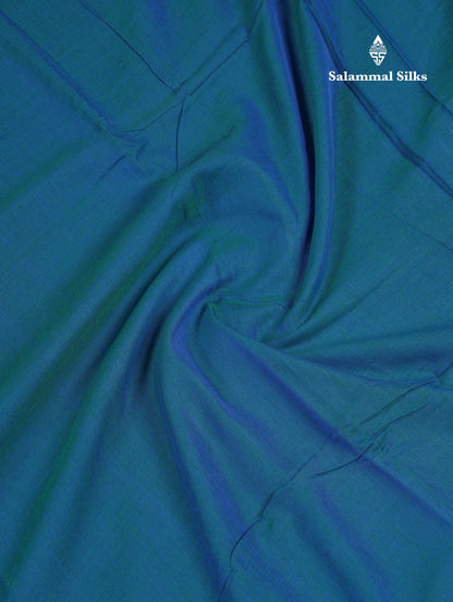 Beautiful Dual Tone Peacock Blue Plain Pure Cotton Saree With Contrast Magenta Traditional Evening Morning Border