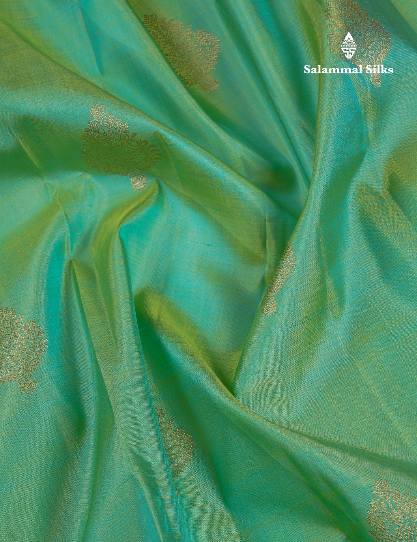 Korvai Beautiful Rexona Green Pure Kanjivaram Silk Saree With Contrast Vadamalli Traditional Evening Morning Border