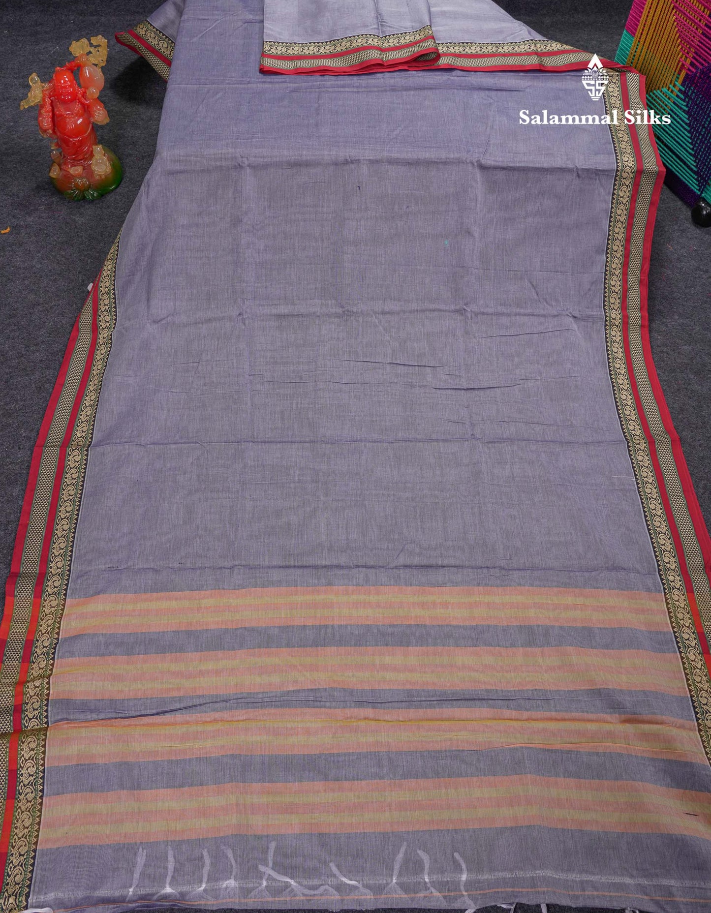Beautiful Light Chocolate Plain Pure Cotton Saree With Traditional Border