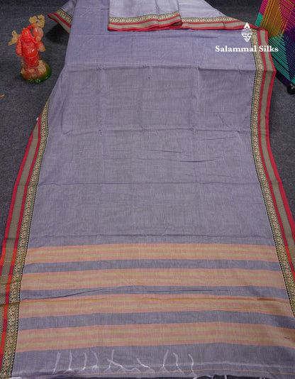 Beautiful Light Chocolate Plain Pure Cotton Saree With Traditional Border