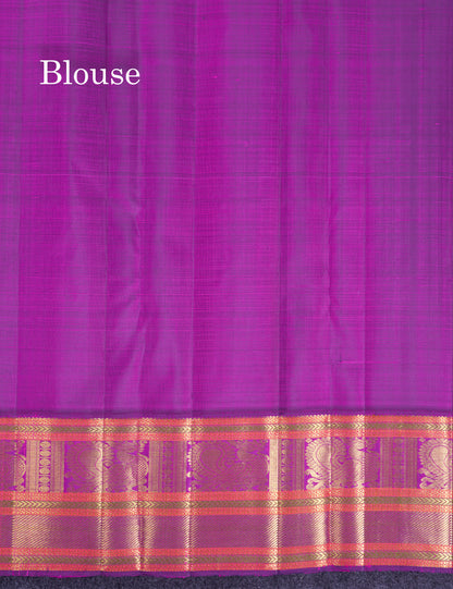Korvai Beautiful Rexona Green Pure Kanjivaram Silk Saree With Contrast Vadamalli Traditional Evening Morning Border