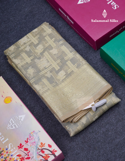 Beautiful Dark Peach Fancy Kota Mix Saree With Self Designer Blouse