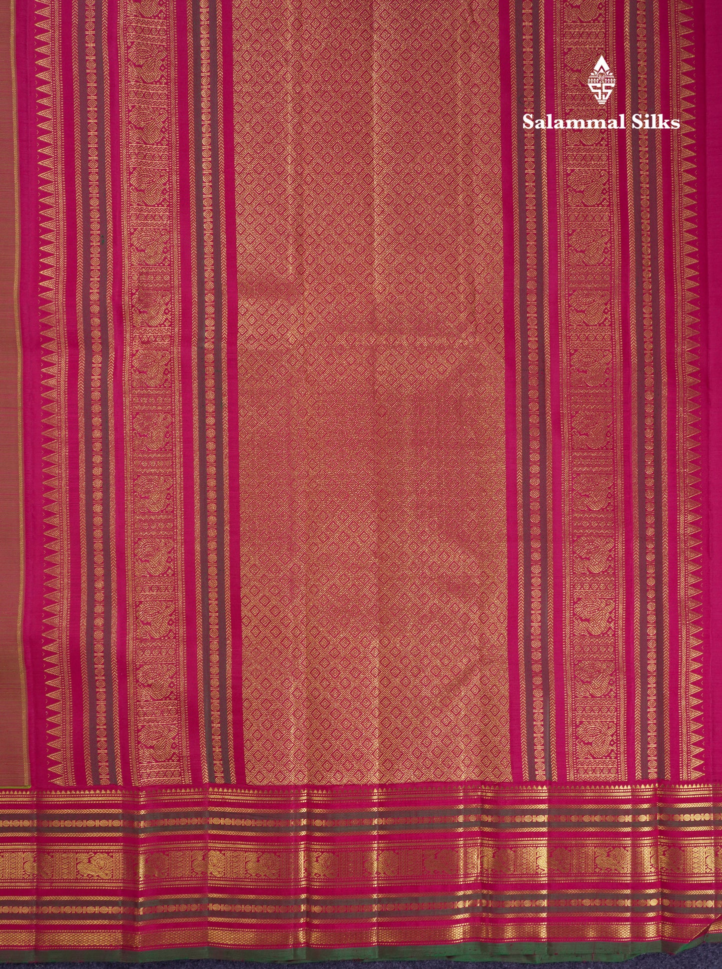Korvai Beautiful Manthulir Yellow Pure Kanjivaram Silk Saree With Contrast Pink Traditional Border