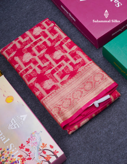 Beautiful Dual Tone Pinkish Orange Fancy Kota Mix Saree With Self Designer Blouse