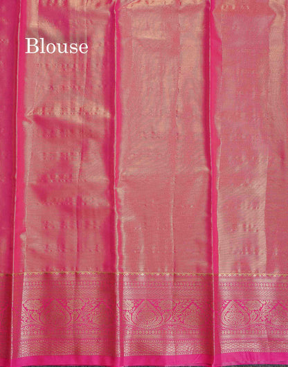 Tissue Semi Silk Saree - Yellow Colour Body With Contrast Pink Border