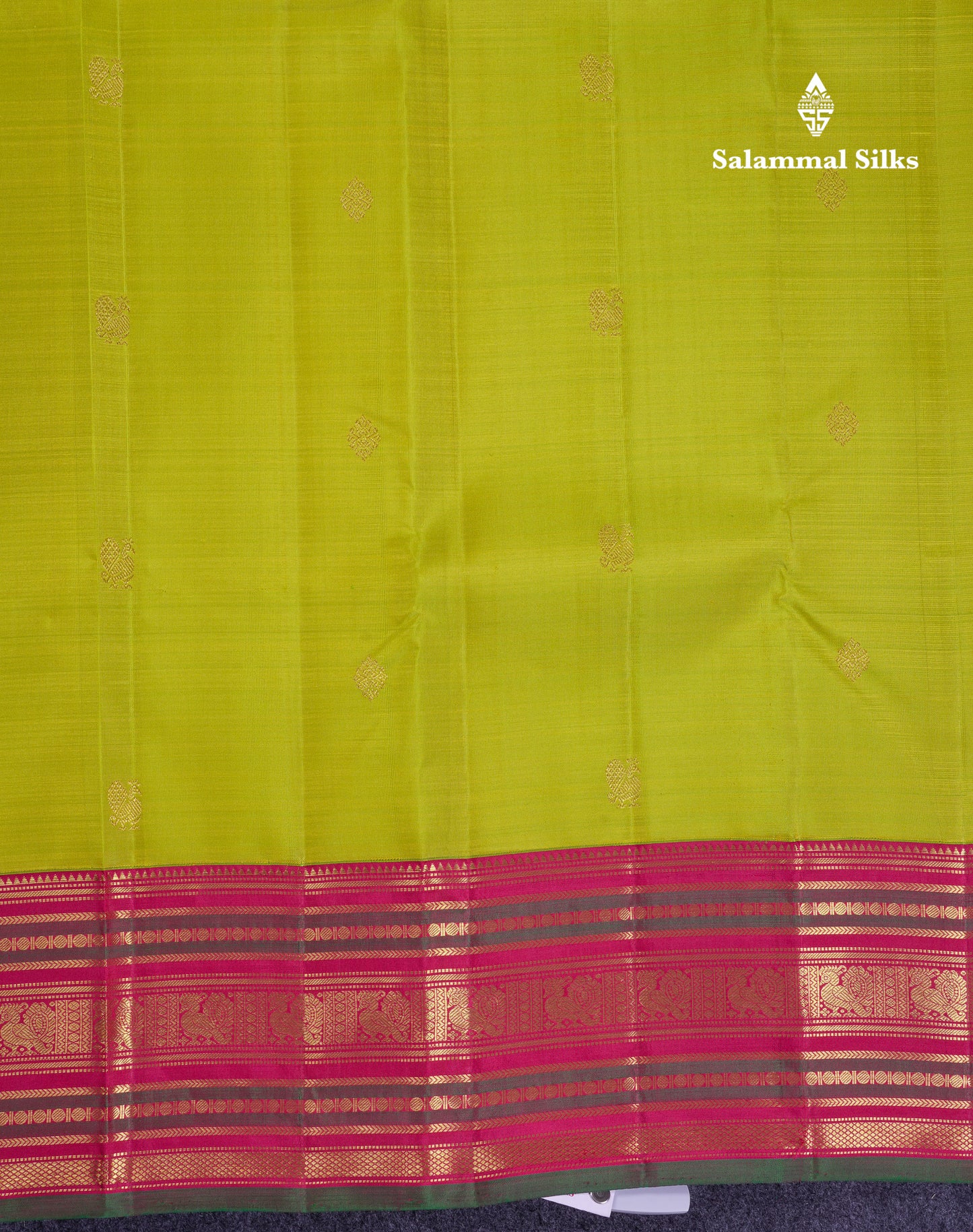 Korvai Beautiful Manthulir Yellow Pure Kanjivaram Silk Saree With Contrast Pink Traditional Border
